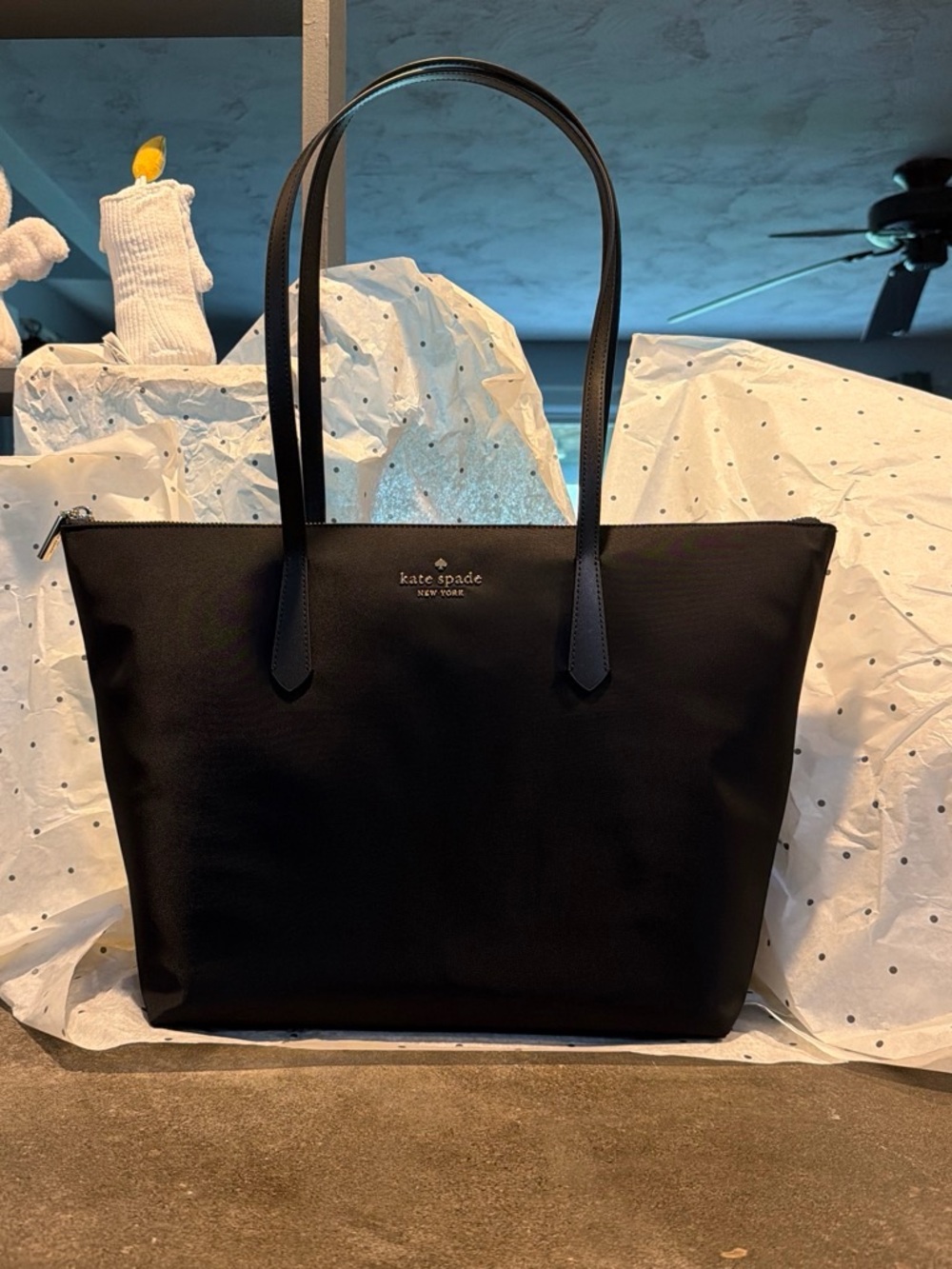kate spade Black Nylon Tote with Leather Handles